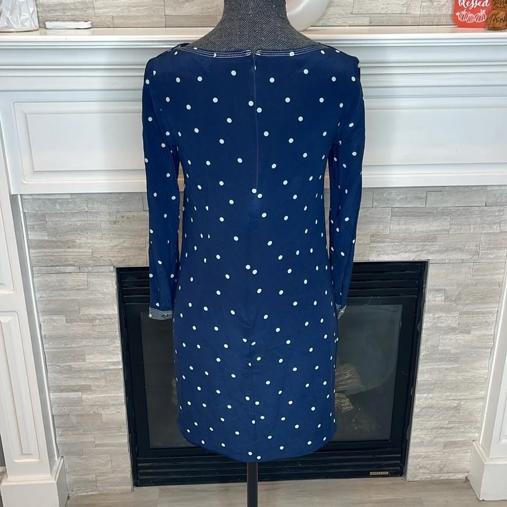 J. Crew Silk Shift Dress in Navy Polka Dot Size 4